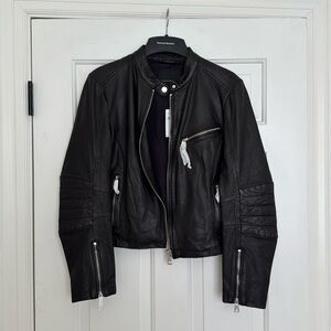 NWT Genuine Lamb Leather Black moto jacket size Medium